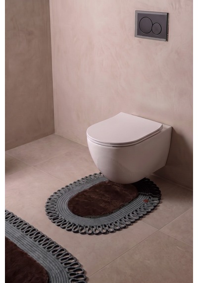 Banyo Paspası Takımı 60x100+40x60 Cm Dış Trikot Acı Kahve & Antrasit Gri
