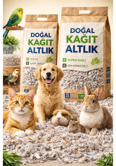 Orbak Kağıt Doğal Kedi & Hamster Tavşan Kemirgen Kafes Altlığı Süper Emici Geri Dönüşümlü Kağıt Altlık 1 Kg