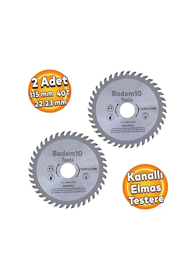Badem10 Testere Spiral Ağaç Ahşap Sunta Kesme Testeresi 115 Mm 40 Diş 2 Adet