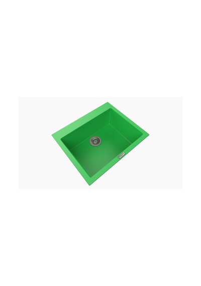 Polex Cristalüx Granit Evye P-X60 Yeşil Tezgah Altı Ve Tezgah Üstü Kare Mutfak Evyesi 60x50 CM