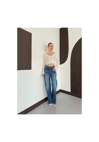 Verymoda Ajurlu Triko Hırka Krem