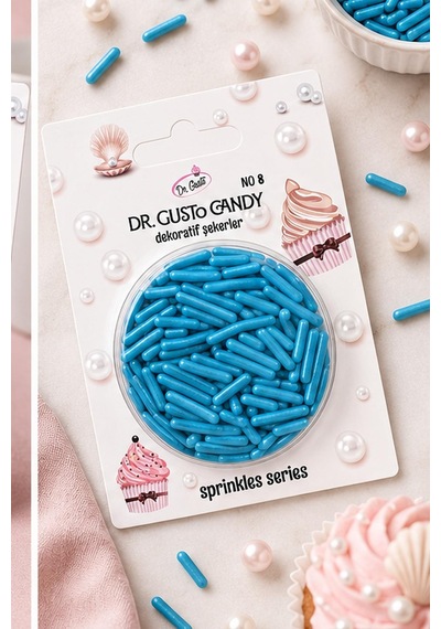 Dr. Gusto Mavi Çubuk Spagetti Şekilli Pasta Süsleme Şekeri