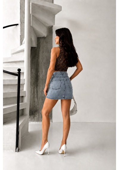 Kene Jeans Buz Kar Kısa/mini Denim Kot Etek Buz Kar