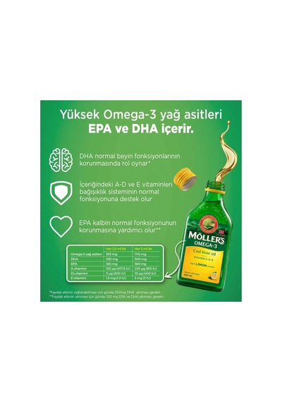 Möller's Omega 3 Limonlu Balık Yağı Şurubu 250 Ml 2 Adet