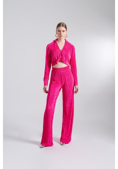 Holly Lolly Crop Model Düğme Kapamalı Comfy Crop Gömlek Pembe