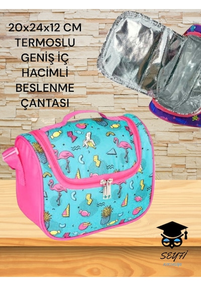 20x24x12 Cm Termoslu Geniş İç Hacimli Beslenme Çantası Çok Renkli