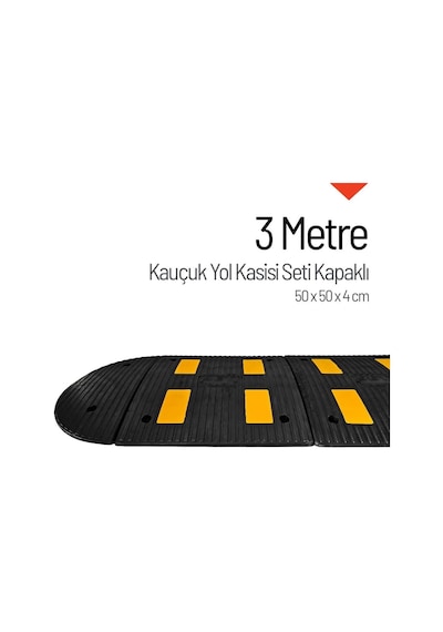 Reflektifli Kauçuk Hız Kesici 4 Bantlı - 3 Metre Set-4082