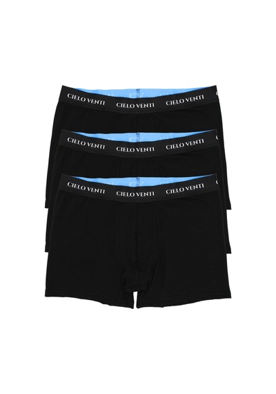 Cielo Venti Must Have 3'lü Organik Pamuk Erkek Boxer Kraft Kutu Siyah