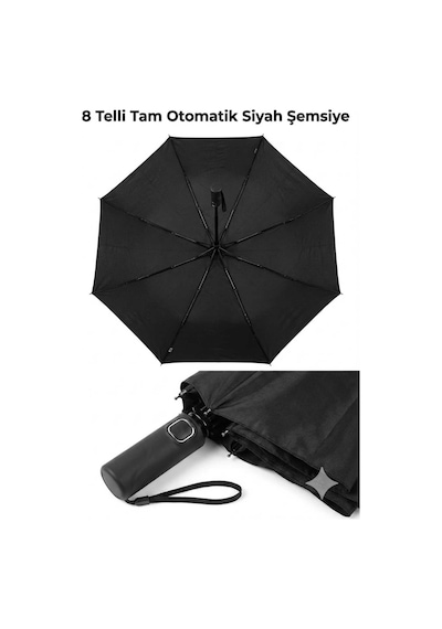Bosile 8 Telli Tam Otomatik Şemsiye R Siyah & Lacivert Renk, Özel Kılıf