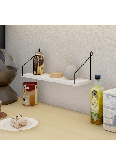 Duvar Rafı Kitaplık Mutfak Banyo Yaşam Alanı 15 X 40 Cm Beyaz