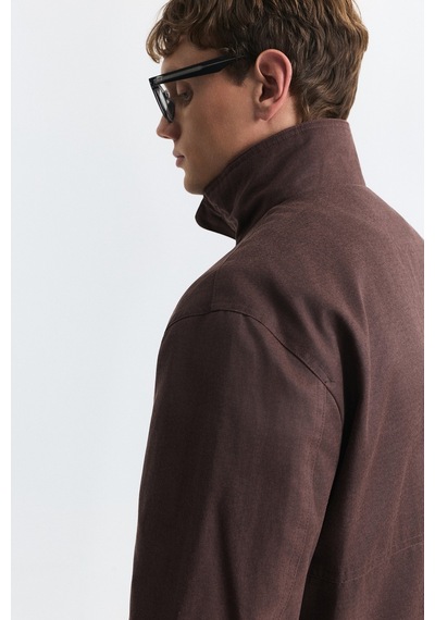 Antioch Crop Fit Dik Yaka Mont Bordo