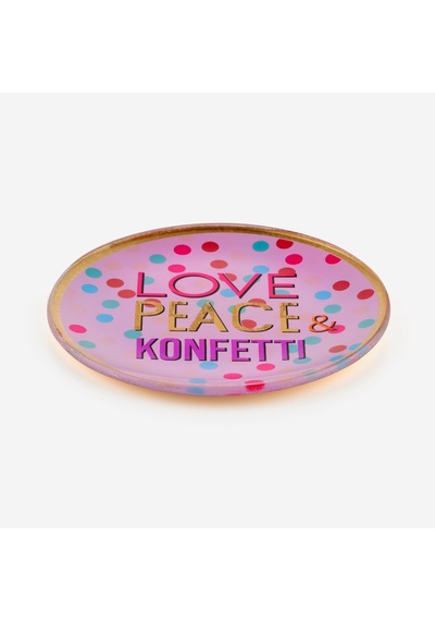 Mor Cam Love Peace Konfetti Dekoratif Tabak 13x1x13 Cm