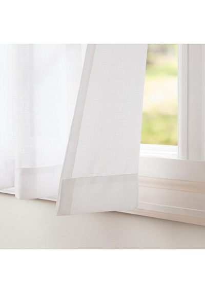 Özel Grommet Top Keten Pencere Perdeleri, Polyester, Kış-beyaz, 96 İnç Uzunluk