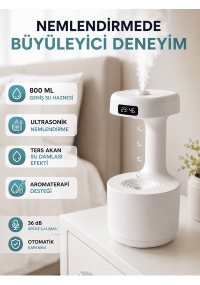 Ters Akan Su Damlası Nemlendirici 800 Ml Sessiz Ultrasonik Oda Nemlendirici Diğer