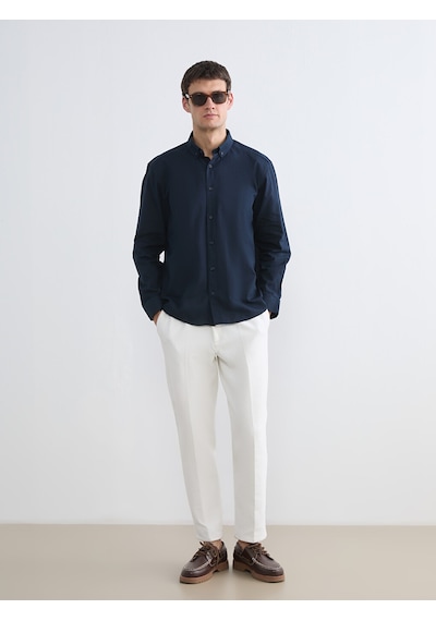 Lcw Vision Lacivert Regular Fit Keten Karışımlı Erkek Gömlek