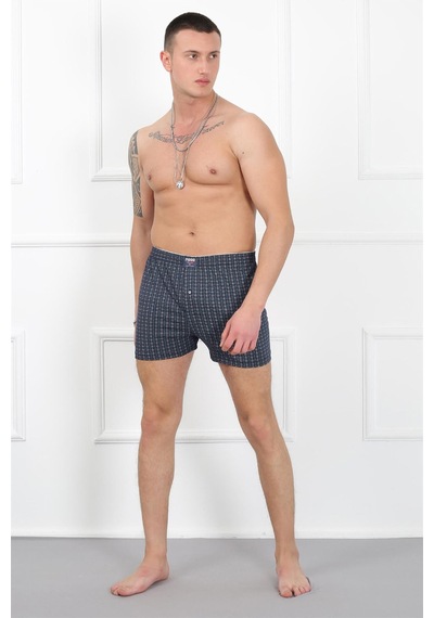 İbrahim Burak Etiler Collection Moda Çizgi Erkek Penye Boxer 40081 Lacivert