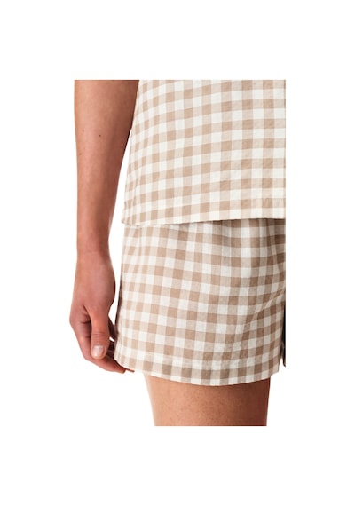 Penti Latte Beige Gingham Gömlek Şortlu Pijama Takımı