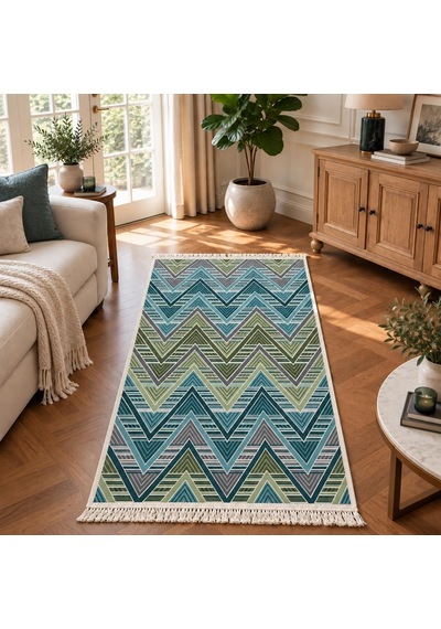 Bigghome Çift Taraflı Kilim 80 150 Cm Sa26op Yeşil