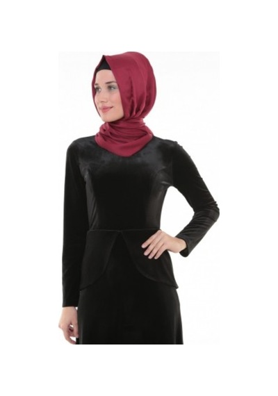 Nidya Moda Büyük Beden Elbise-4044S Siyah
