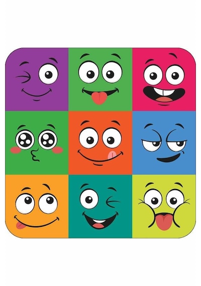 Renkli Smiley Banyo Halısı Klozet Takımı Paspas Seti Bs299n11 Çok Renkli