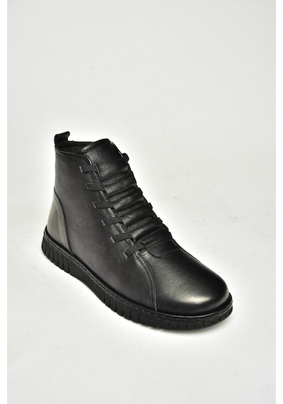 Fox Shoes T555366203 Siyah Hakiki Deri Comfort Ortopedik Taban Kadın Bot Siyah
