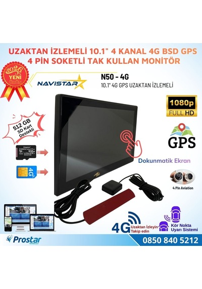 Uzaktan İzlemeli 10.1 İnç Dokunmatik 4 Kanal 4g Gps Bsd Kör Nokta Uyarı Sistemli Monitör