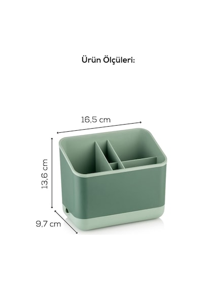 Vienev Tezgah Üstü Kaşık Düzenleyici 5 Bölmeli Organizer Kaşıklık Yeşil