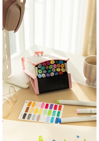 24 Lü Çift Uçlu Alkol Bazlı Marker Kalem Seti Brush + Chisel