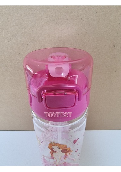 Pipetli Suluk Matara - Kilit Kapaklı Prenses Temalı - 500 Ml