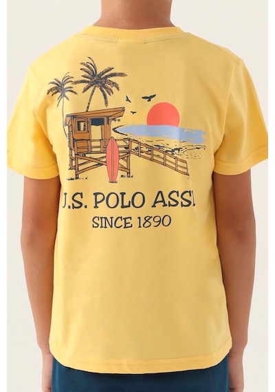 U.S. Polo Assn. Lisanslı Palm Tree Sarı Erkek Çocuk Pijama Takımı 5274-43359 Turuncu