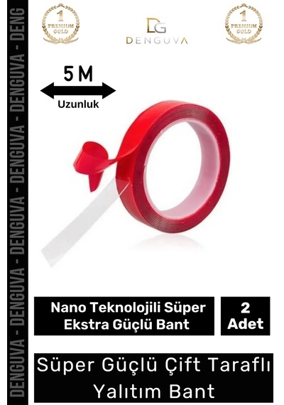 Ekstra Güçlü Çok Amaçlı Çift Taraflı Tamir Dış Mekan Montaj 5mt Silikon Şeffaf Bant 2 Adet