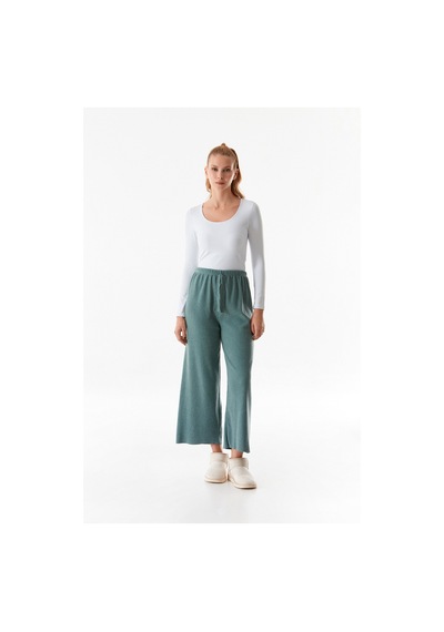 Fullamoda Basic Fitilli Beli Lastikli Pantolon 25kgb7155205438-su Yeşili Su Yeşili