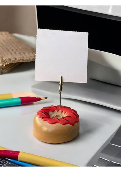 Kırmızı Çikolata Süsü Desenli Donut Model Temalı Fotoğraf Not Tutacak Ofis Masası Tutacağı Hediyelik Kırmızı