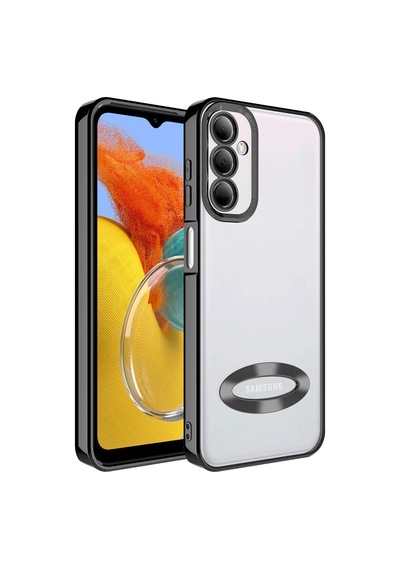 Zore Samsung Galaxy Uyumlu M14 Kılıf Kamera Korumalı Logo Gösteren Omsy Omega Kapak - Siyah