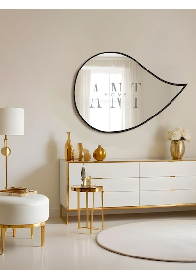 Asimetrik Ayna, Duvar Aynası, Konsol Aynası, Holl Aynası 75 X 50 Siyah