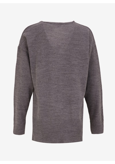 Limon Gri Kadın V Classic Fit Düz Kazak L4wl-kzk-9003