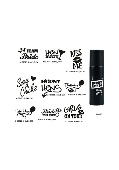 Parti Ve Bekarlığa Veda Serisi Spray Tattoo Geçici Dövme Seti Dark Sprey Dövme Kiti