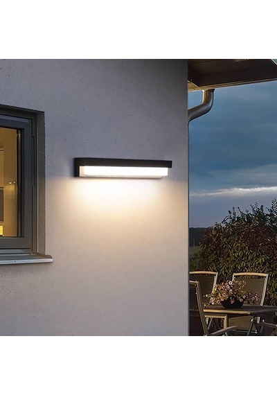 Elektrikle Çalışır, 24 Watt 6500 Kelvin Beyaz Işık İç Ve Dış Mekan Kapı Girişi Bahçe Duvar Led Aplik Beyaz - Siyah