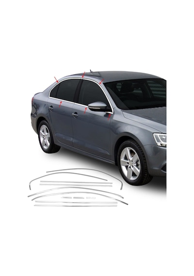Volkswagen Jetta Uyumlu Cam Çerçevesi 2014-2018 Paslanmaz Çelik Parça