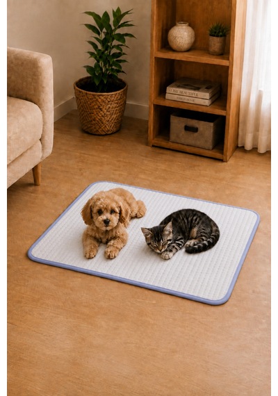 3d 2 Katlı Yıkanabilir Sıvı Geçirmez Kedi Köpek Çiş Pedi Tuvalet Eğitim Pedi 60x90 Ebat