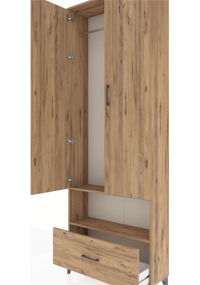 Arges Dolap 2 Raflı Tek Çekmeceli Tek Askılı 88x30x243 Çam-çam Atlas Çam