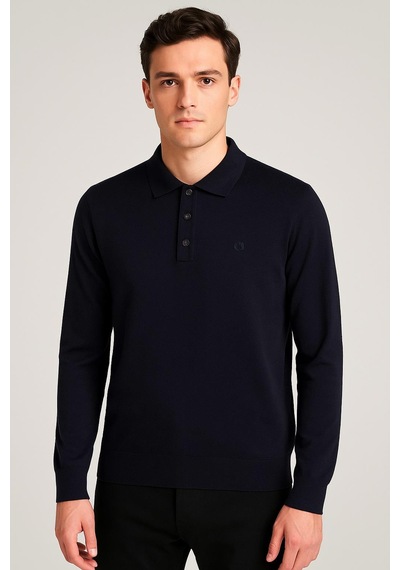 Simenti Regular Polo Yaka Düğmeli Erkek Triko - 7422 Lacivert