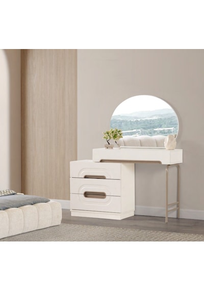 Hale Mdf Membran 6 Kapaklı Reflekte Camlı Gardırop Ve Yatak Odası Takımı Beyaz