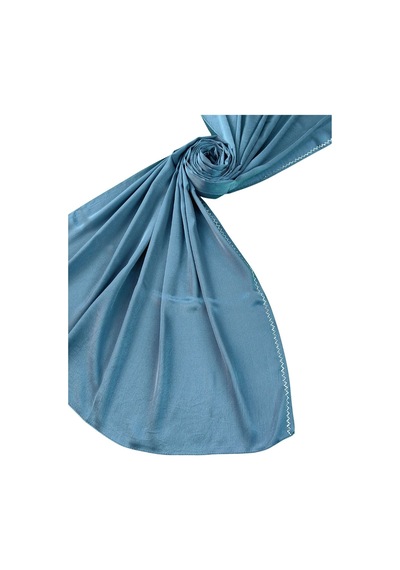 Mim Eşarp Mısırlı Eşarpları Taşlı Jan Jan Abiye Şal 75x190 Cm Koyu İndigo