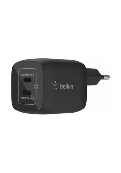 Belkin Çift Usb-c Duvar Şarj Cihazı 45w, Apple Uyumlu iPhone  14, 13, 12, Pro,