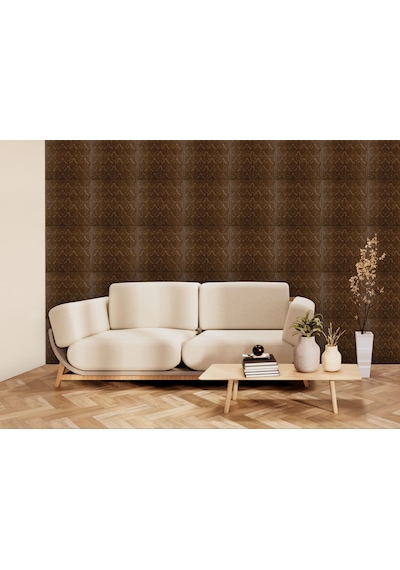 3 Boyutlu Duvar Paneli Kabartmalı Salon Desen Pvc 41x41 Cm/ 6 Adet /1 M² Teak