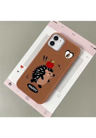 İphone 11 Uyumlu Kahverengi Dokulu Silikon Kamerayı Korur Şok Emici Kılıf 6