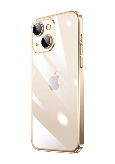Apple Uyumlu iPhone 13 Kılıf Sert Pc Renkli Çerçeveli Zore Riksos Kapak Gold