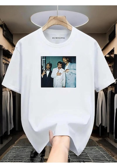 Müslüm Baskılı Oversize T-shirt BEYAZ