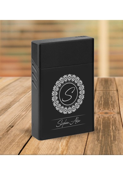 Bk Gift Kişiye Özel Siyah Slim Boy Metal Sigara Kutusu-2